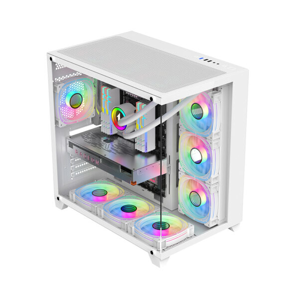 Sistem PC Gaming 1stPlayer® cu AMD Ryzen™ 9 9900X3D 5.5GHz, 140Mb cache, 32 GB DDR5, SSD 1 TB M.2, video GeForce® RTX™ 5080 16 GB GDDR7 DLSS4, liquid cooling, WiFi, R99MV8W8, Windows 11 Pro