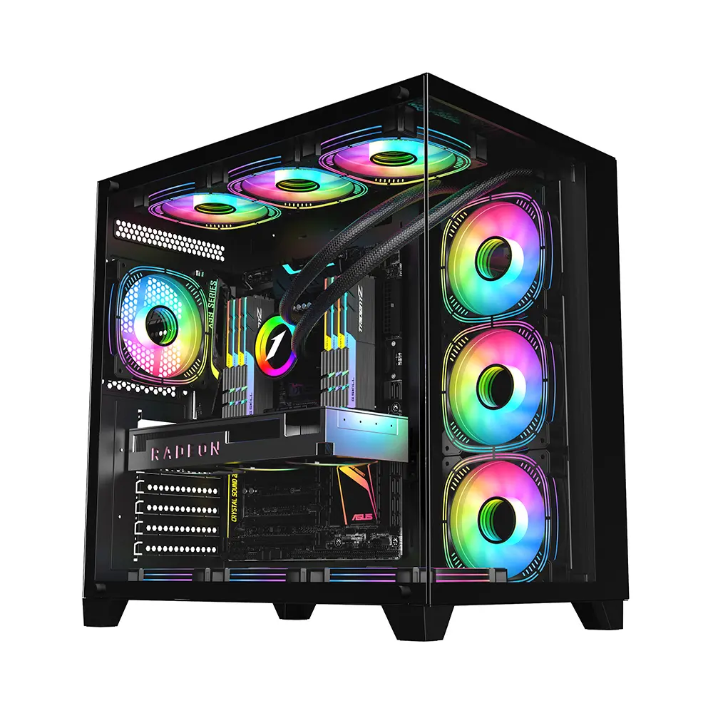 Carcasa 1stPLAYER® Gaming MV8-TP-bk, 7 ventilatoare aRGB plus PWM