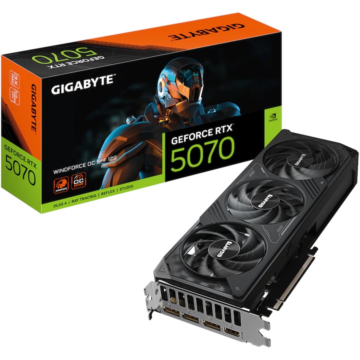 Placa video GIGABYTE GeForce RTX™ 5070 WINDFORCE OC SFF, 12GB GDDR7, 192-bit