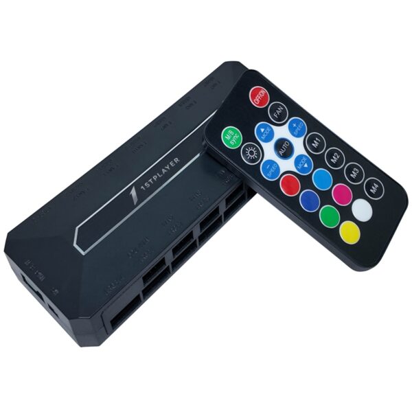 Controler 1stPlayer® aRGB plus PWM, control turatie si culoare lumini, telecomanda, pana la 12 ventilatoare