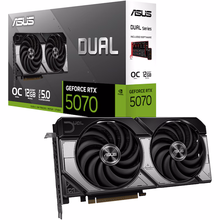 Placa video ASUS DUAL GeForce RTX™ 5070 OC Edition, 12GB GDDR7,192-bit