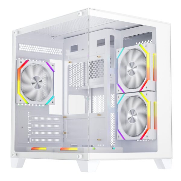 Carcasa 1stPLAYER® Gaming BV5-wh, 5 ventilatoare aRGB plus PWM, Micro-ATX, telecomanda, alb