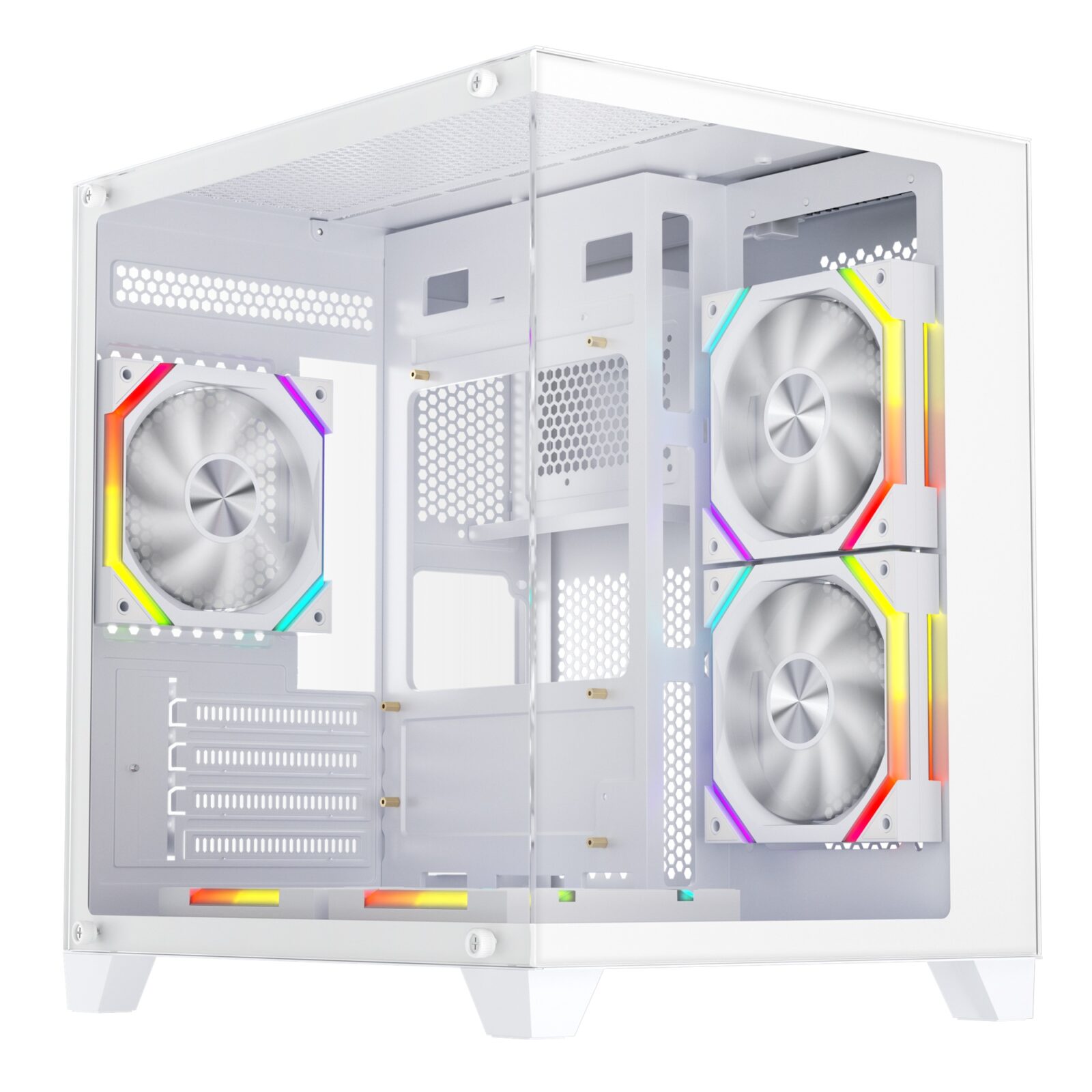 Carcasa 1stPLAYER® Gaming BV5-wh, 5 ventilatoare aRGB plus PWM, Micro-ATX, telecomanda, alb - imagine 2