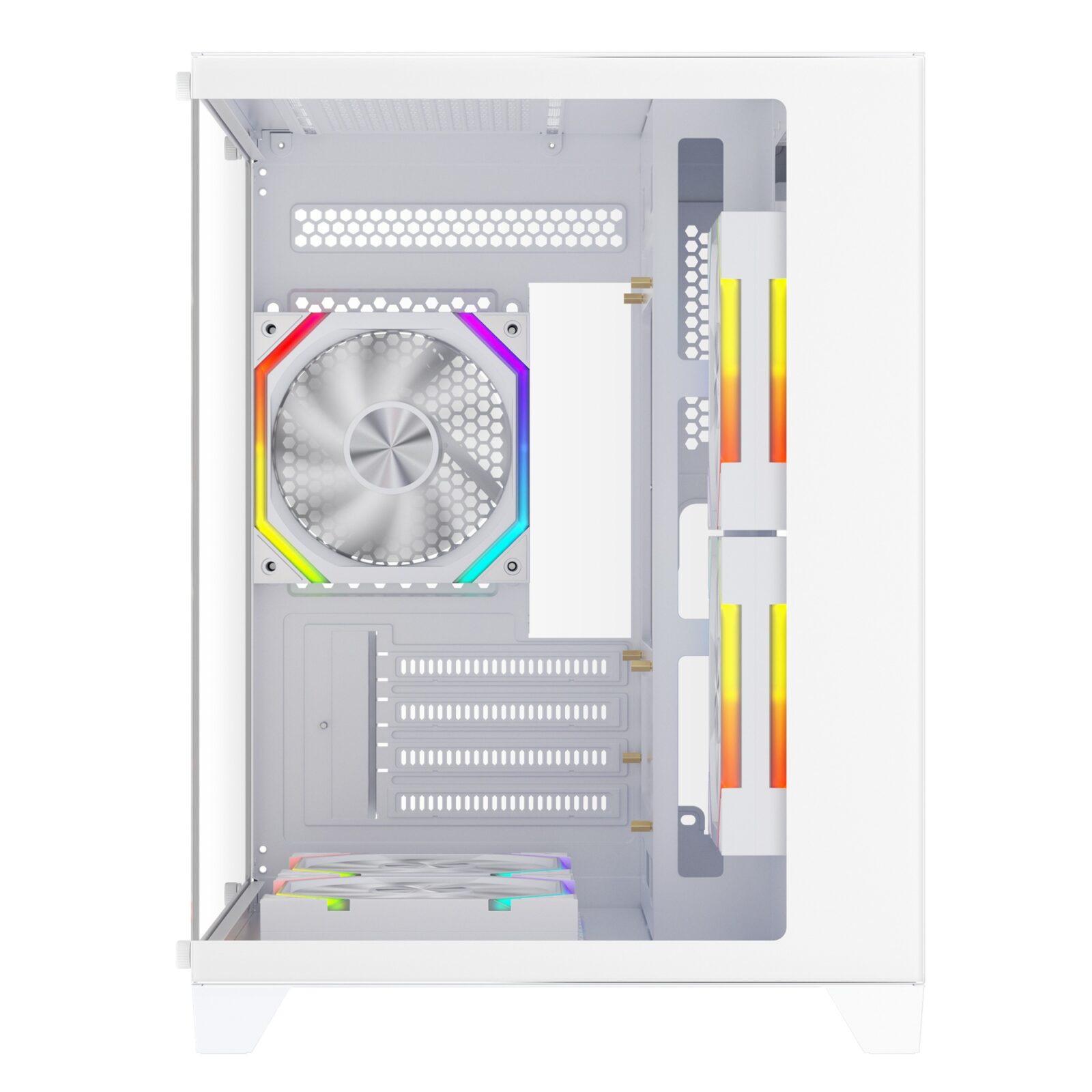Carcasa 1stPLAYER® Gaming BV5-wh, 5 ventilatoare aRGB plus PWM, Micro-ATX, telecomanda, alb - imagine 3