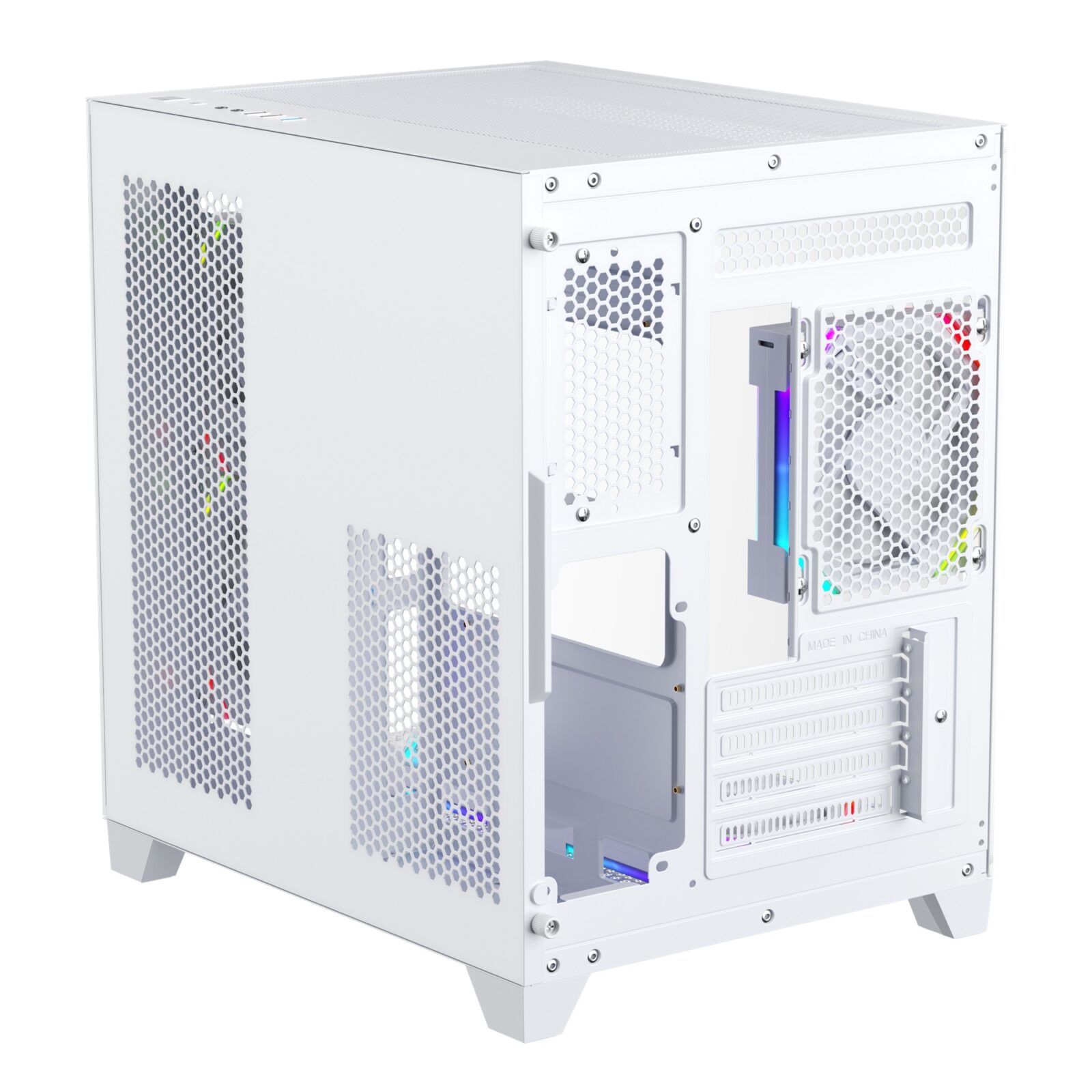 Carcasa 1stPLAYER® Gaming BV5-wh, 5 ventilatoare aRGB plus PWM, Micro-ATX, telecomanda, alb - imagine 4