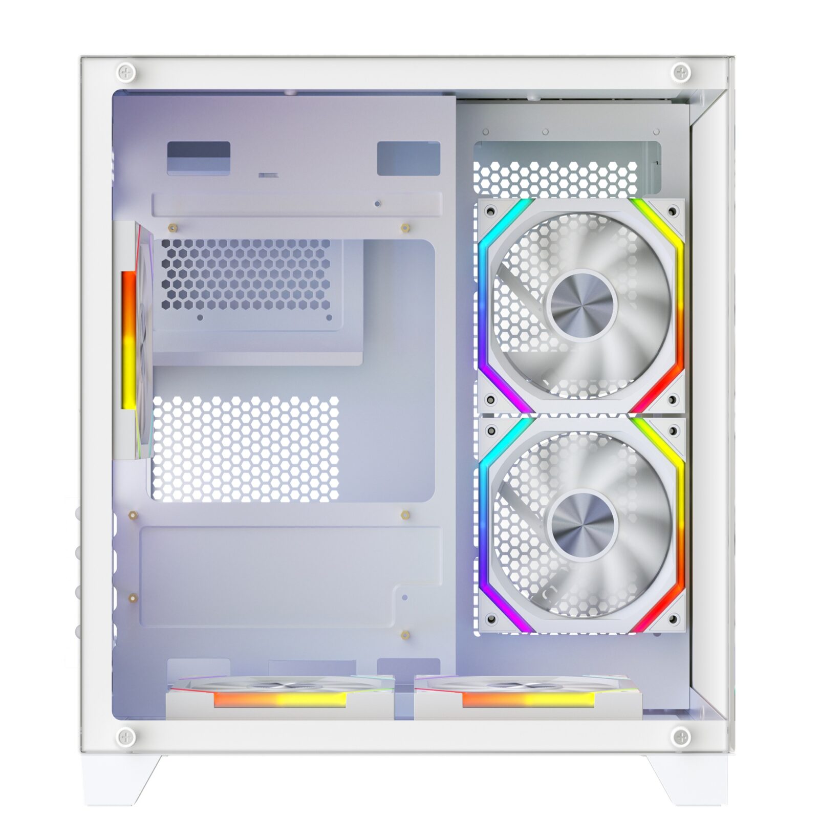 Carcasa 1stPLAYER® Gaming BV5-wh, 5 ventilatoare aRGB plus PWM, Micro-ATX, telecomanda, alb - imagine 6