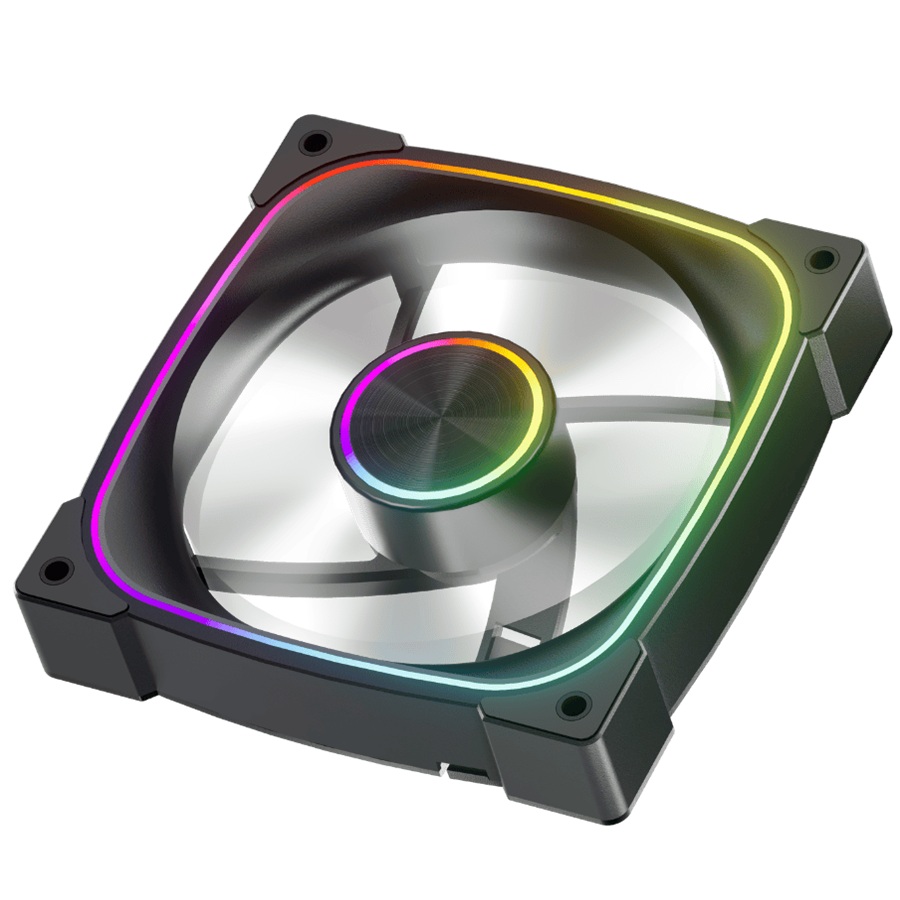 Ventilator 1stPlayer® aRGB FN7R-BK reverse, control turatie, 120x120x25 mm silent, rulment hydraulic, 3pin(ARGB)+4PIN(PWM), negru - imagine 2