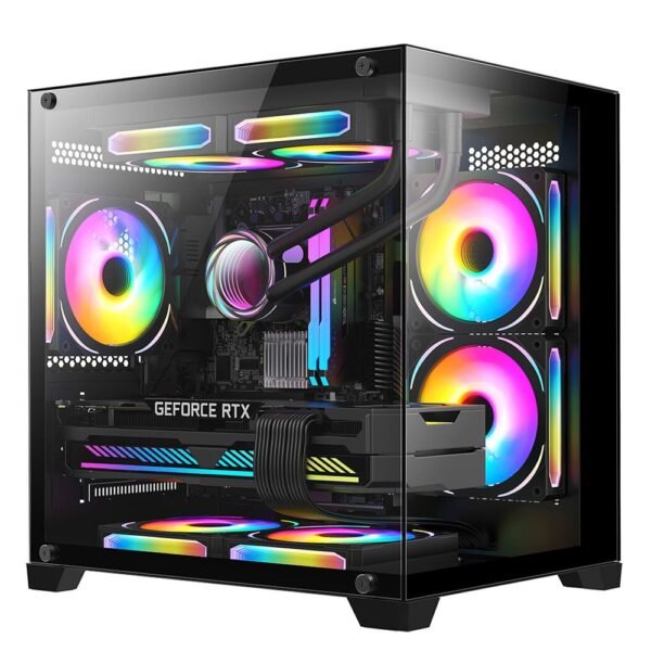 Sistem PC Gaming 1stPlayer® cu AMD Ryzen™ 7 7700 5.3 GHz, 32Mb cache, 32 GB DDR5, SSD 1 TB M.2, video GeForce® RTX™ 5060 8 GB GDDR7 DLSS4, liquid cooling, WiFi, 77MV5B6W, Windows 11 Pro