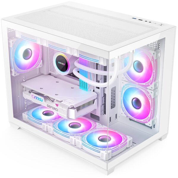 Sistem PC Gaming 1stPlayer® cu AMD Ryzen™ 7 7700 5.3 GHz, 32Mb cache, 32 GB DDR5, SSD 1 TB M.2, video GeForce® RTX™ 5060Ti 8 GB GDDR7 DLSS4, liquid cooling, WiFi, 77MV6W6TW, Windows 11 Pro