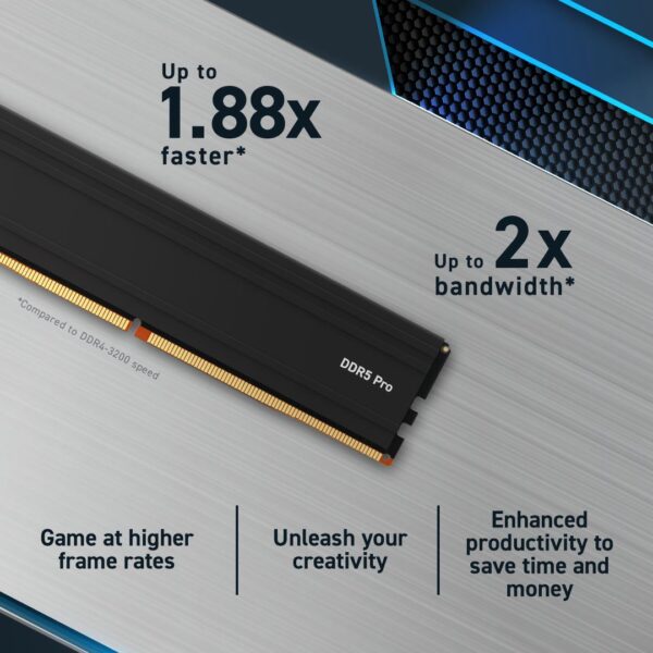 Memorie Crucial Pro Gaming, 32GB DDR5, 6000MHz