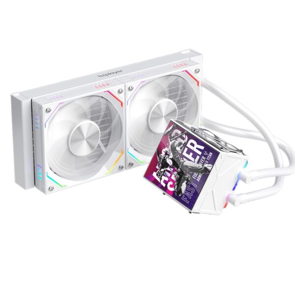 Cooler Procesor 1stPLAYER FT 240E-wh FAST aRGB, display personalizabil, compatibil AMD si Intel, alb