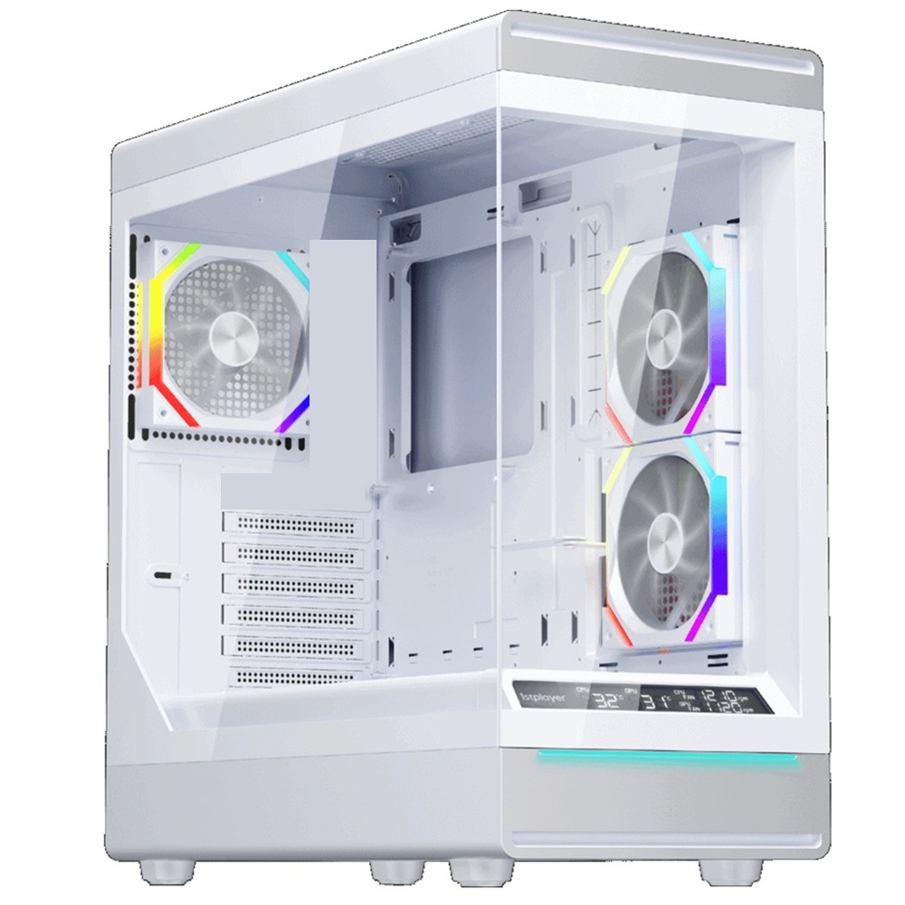 Carcasa 1stPLAYER Gaming WD8-bk, 3 ventilatoare aRGB plus PWM, ATX, display, strip LED, telecomanda, negru