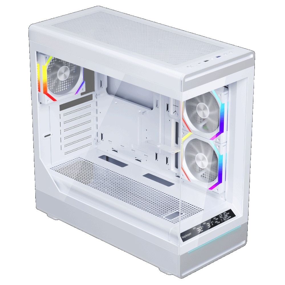 Carcasa 1stPLAYER Gaming WD8-bk, 3 ventilatoare aRGB plus PWM, ATX, display, strip LED, telecomanda, negru - imagine 2