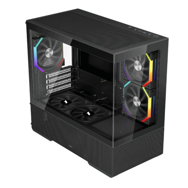 Carcasa 1stPLAYER Gaming CV6-bk, 5 ventilatoare, aRGB, ATX, telecomanda, negru