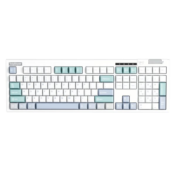 Tastatura Mecanica Gaming 1stPlayer® NEO108 Arctic Blue, 108 taste Lavender Switch, Iluminare RGB, conectivitate wired, 2.4G, bluetooth