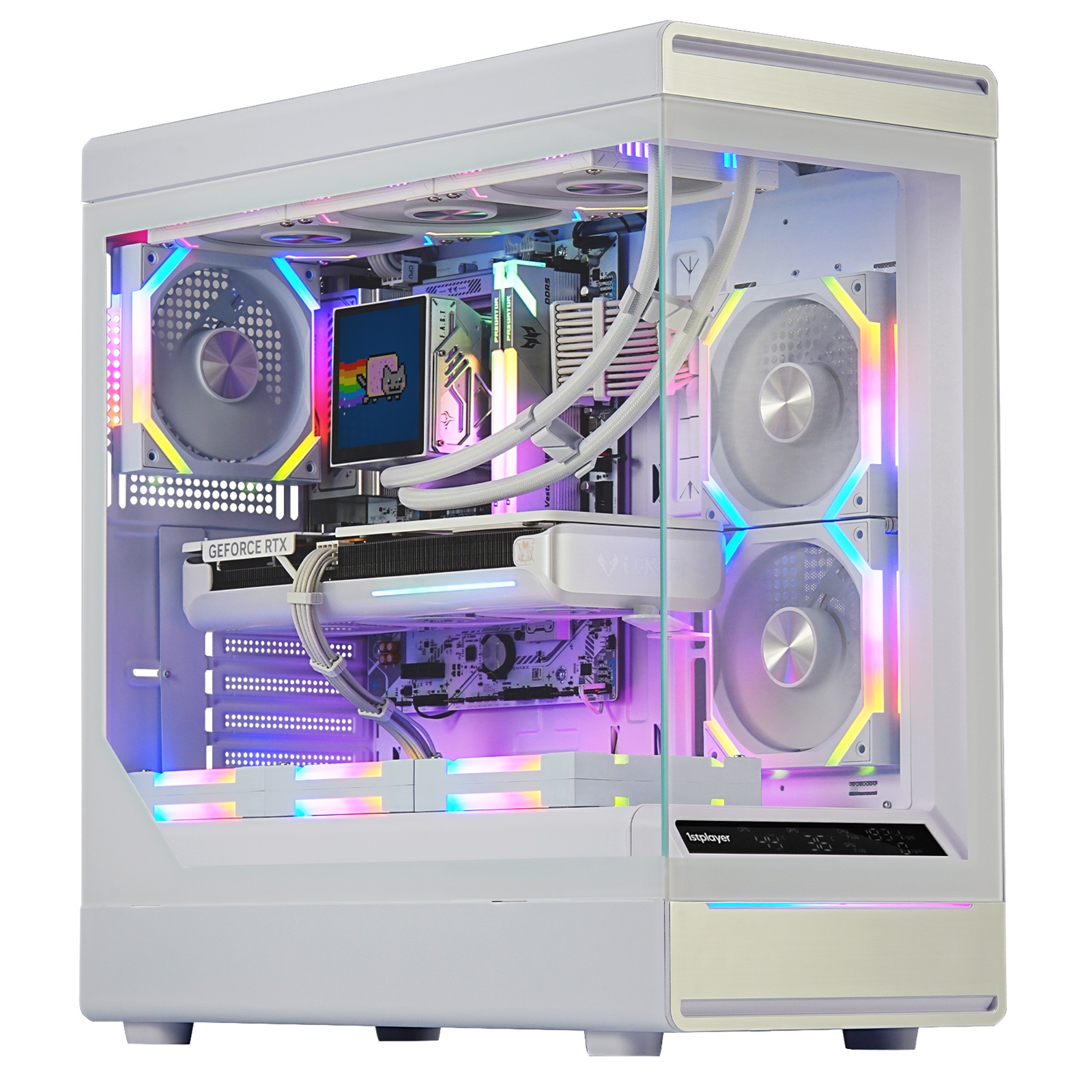 Carcasa 1stPLAYER Gaming WD8-wh-5fan, 5 ventilatoare aRGB plus PWM, ATX, telecomanda, alb