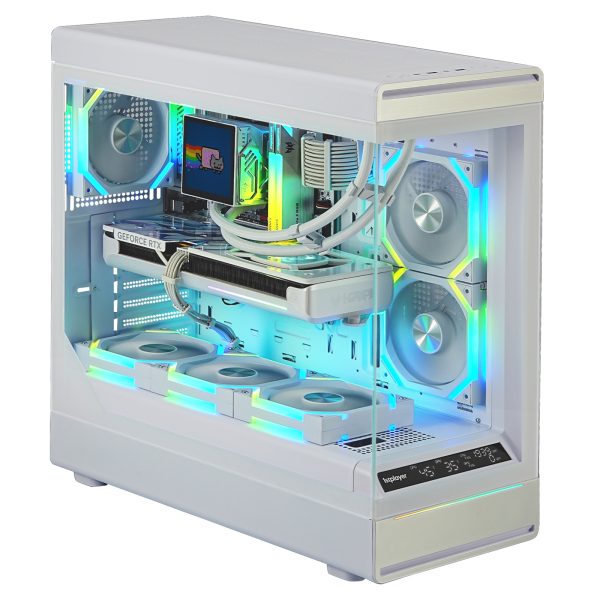 Carcasa 1stPLAYER Gaming WD8-wh-5fan, 5 ventilatoare aRGB plus PWM, ATX, telecomanda, alb