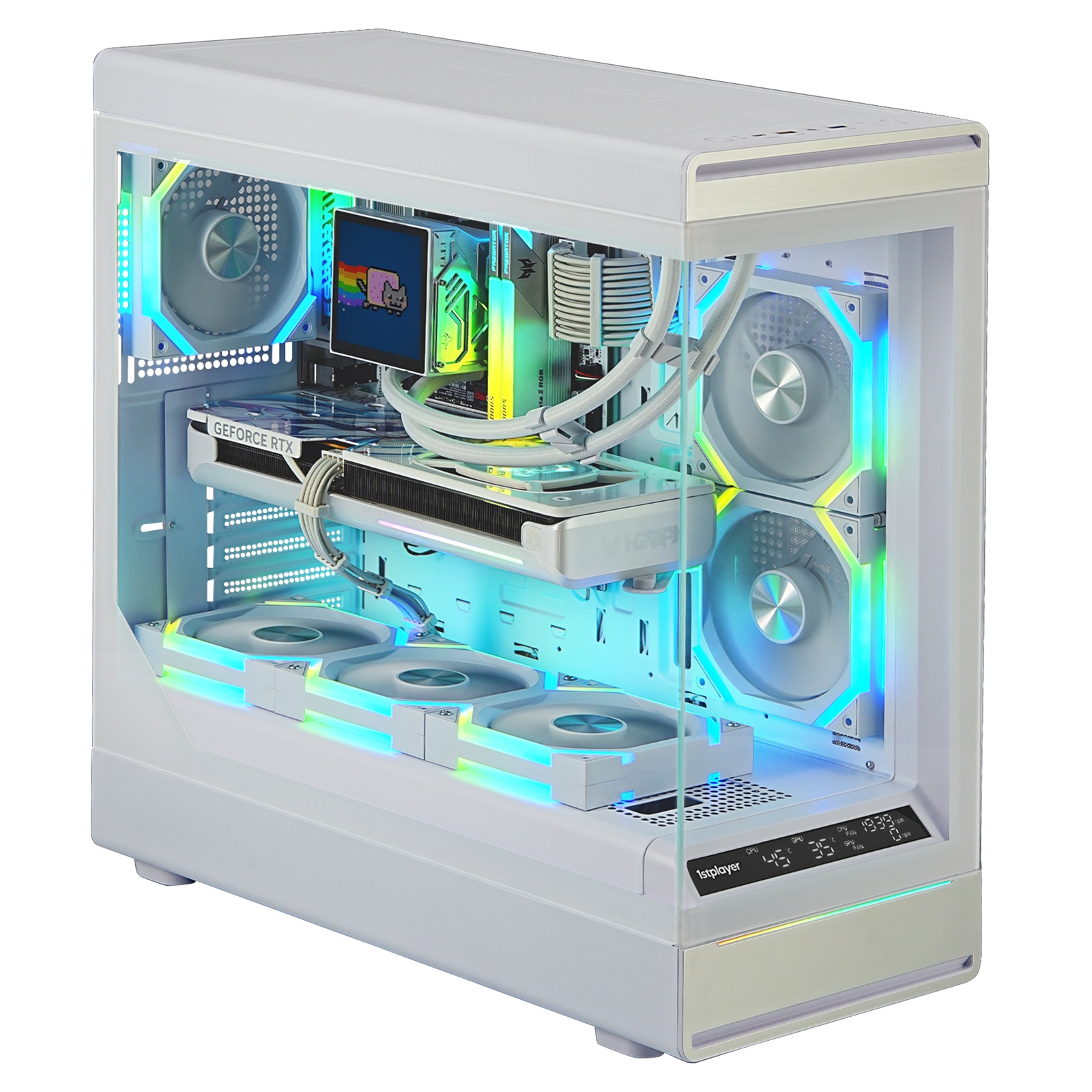 Carcasa 1stPLAYER Gaming WD8-wh-5fan, 5 ventilatoare aRGB plus PWM, ATX, telecomanda, alb - imagine 2