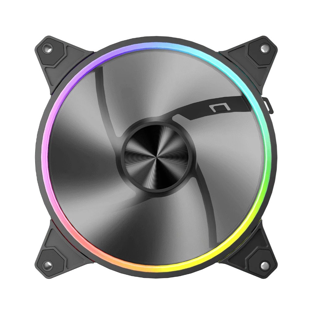 Ventilator 1stPlayer® aRGB FO7R-14-BK reverse, control turatie, 140x140x25 mm silent, rulment hydraulic, 3pin(ARGB)+4PIN(PWM), negru - imagine 2