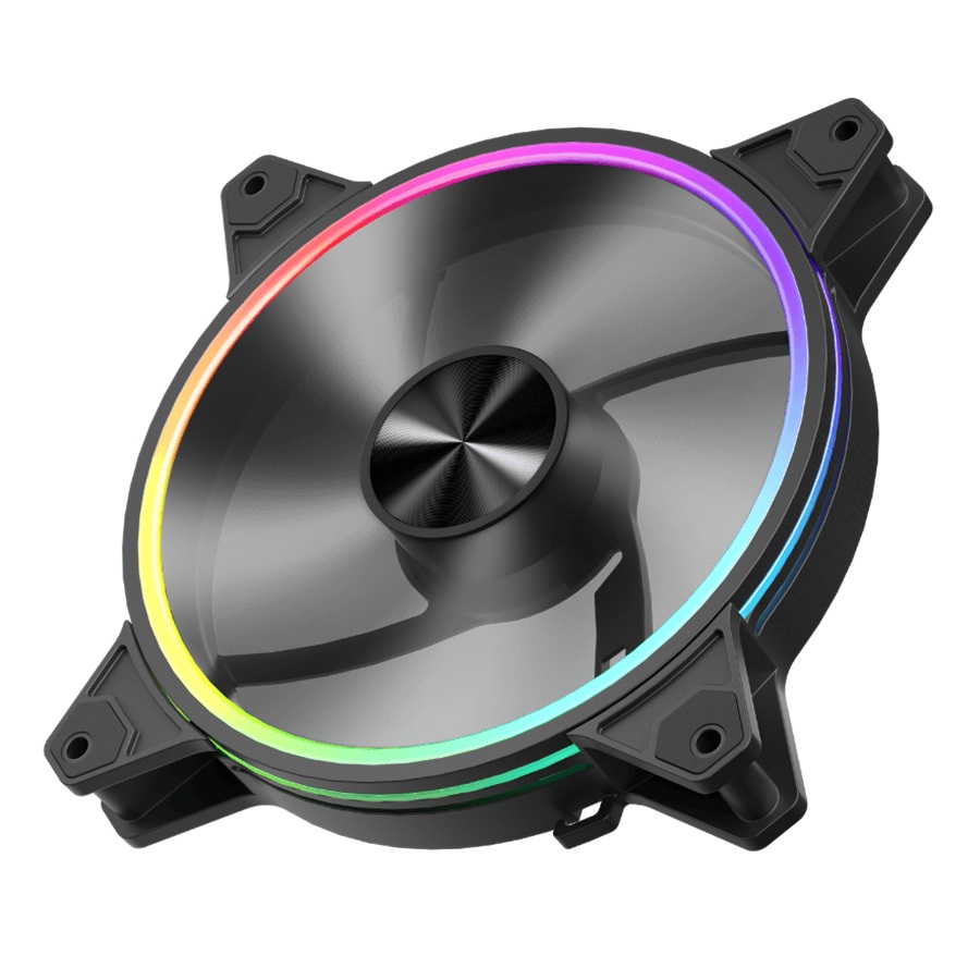 Ventilator 1stPlayer® aRGB FO7R-14-BK reverse, control turatie, 140x140x25 mm silent, rulment hydraulic, 3pin(ARGB)+4PIN(PWM), negru - imagine 3
