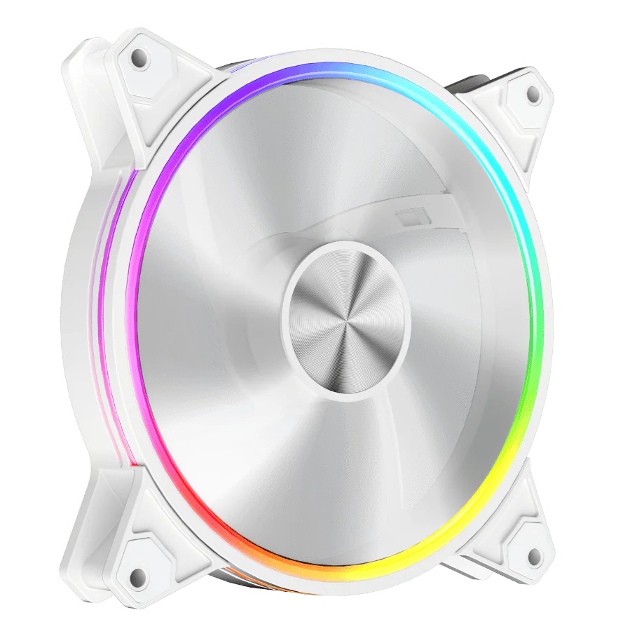 Ventilator 1stPlayer® aRGB FO7R-14-WH reverse, control turatie, 140x140x25 mm silent, rulment hydraulic, 3pin(ARGB)+4PIN(PWM), alb
