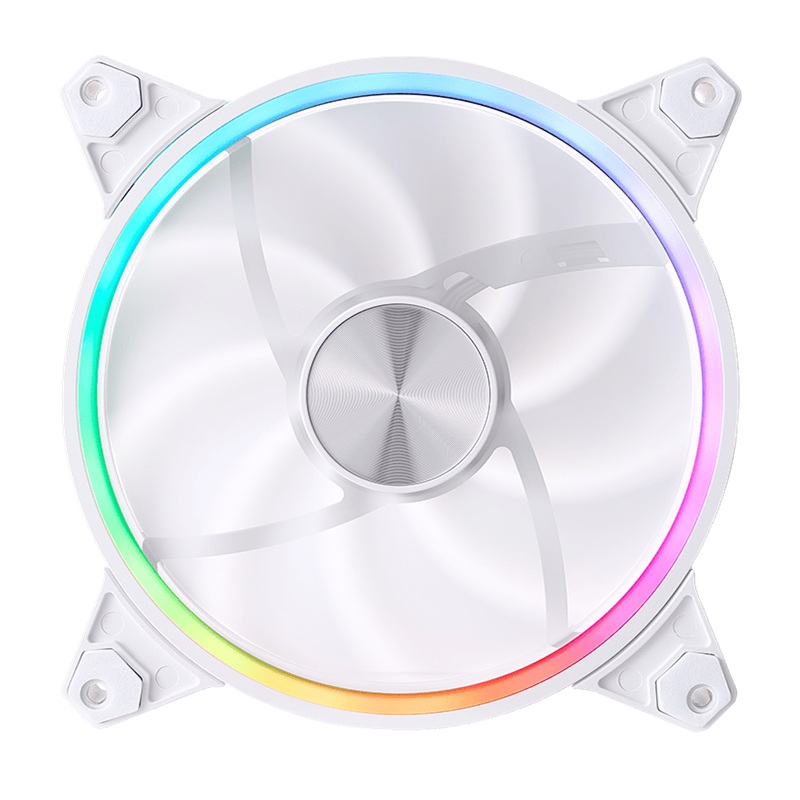 Ventilator 1stPlayer® aRGB FO7R-14-WH reverse, control turatie, 140x140x25 mm silent, rulment hydraulic, 3pin(ARGB)+4PIN(PWM), alb - imagine 2