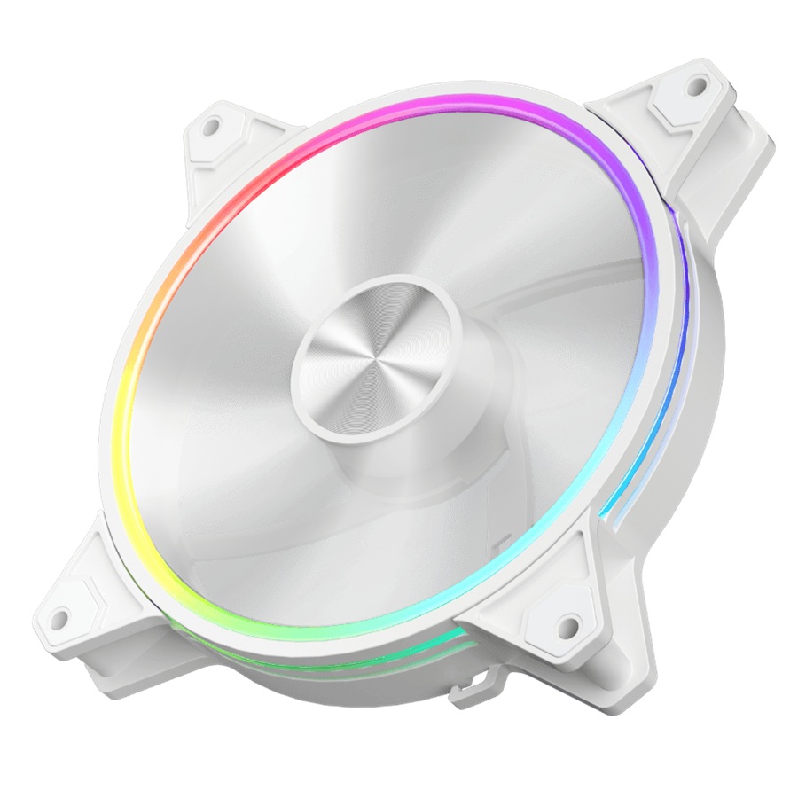Ventilator 1stPlayer® aRGB FO7R-14-WH reverse, control turatie, 140x140x25 mm silent, rulment hydraulic, 3pin(ARGB)+4PIN(PWM), alb - imagine 3