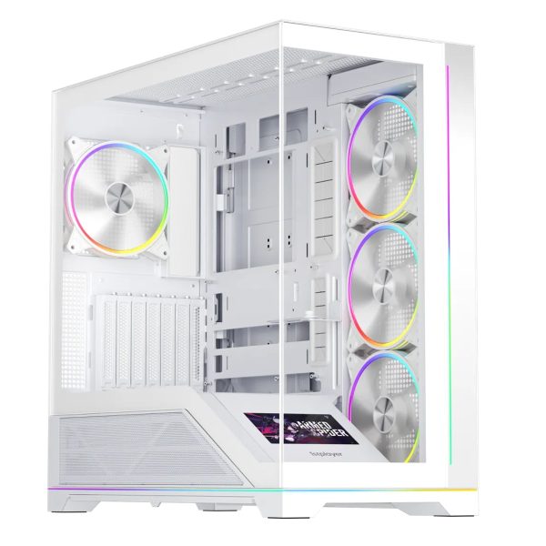 Carcasa 1stPLAYER Gaming WP9-wh, 4 ventilatoare aRGB plus PWM, display 5.5 inches, strip LED, ATX, telecomanda, alb