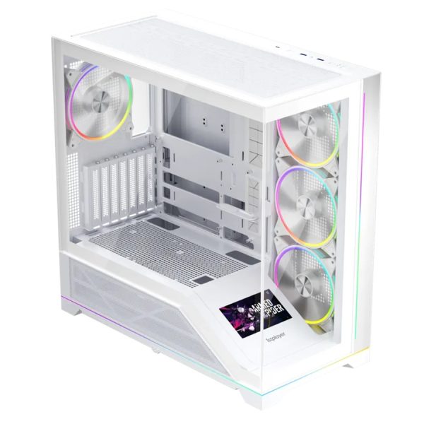 Carcasa 1stPLAYER Gaming WP9-wh, 4 ventilatoare aRGB plus PWM, display 5.5 inches, strip LED, ATX, telecomanda, alb